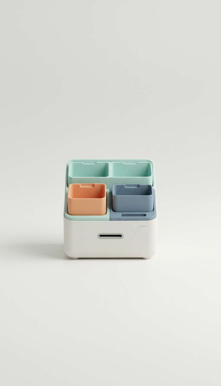 Organizador de escritorio compacto con carga USB