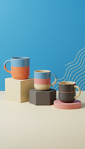 Set de tazas cerámicas bicolor